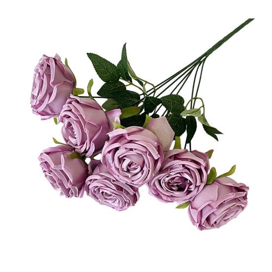 Artificial Rose Flower for Flower Arrangement 7 Heads Full Blooms Faux Silk Rose Bouquet with Stem for Home Office Party Wedding Decoration