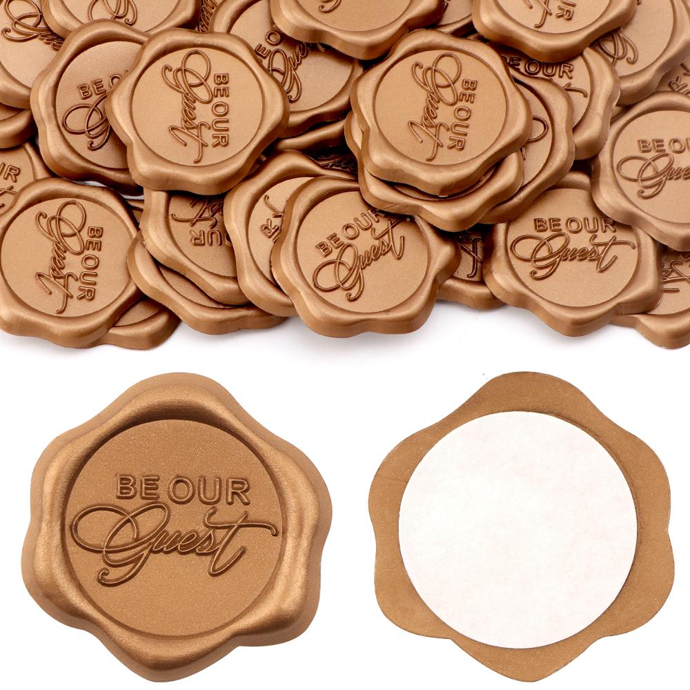 25-75pcs Be Our Guest Wax Seal Stickers, Envelope Wax Stickers Wedding Invitation Seals Self Adhesive Antique Gold Stickers