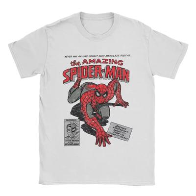 Örümcek Adam Spiderman Film Retro Çizgi Roman Erkek Tişörtleri Yaratıcı Tişörtler Yuvarlak Yaka Tişört %100 Pamuk Doğum Günü Hediyesi Üstler#Renk(3)