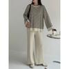 Korean Casual Suit Women's Autumn and Winter Women's Clothing Striped Top Casual Wide-leg Pants Fashion Temperament