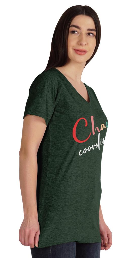 Inkmeso V-Neck Chaos Coordination Tshirt Tops For Mom Graphic Print Women