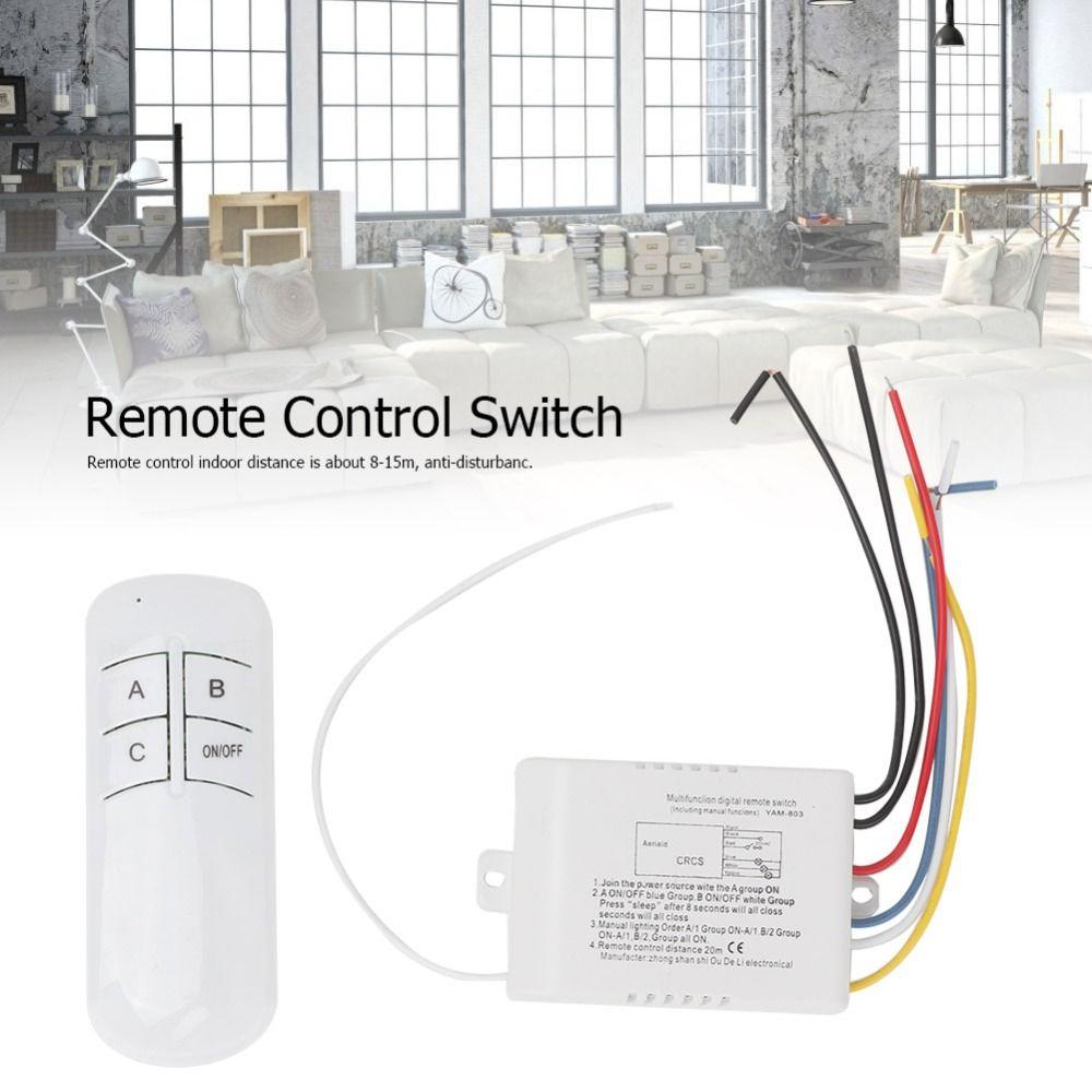 2/3/4 Ways Wall Remote Control Switch 220V ON/OFF Remote Control Kit ABS Flame Retardant Material Nominal 7A Relay