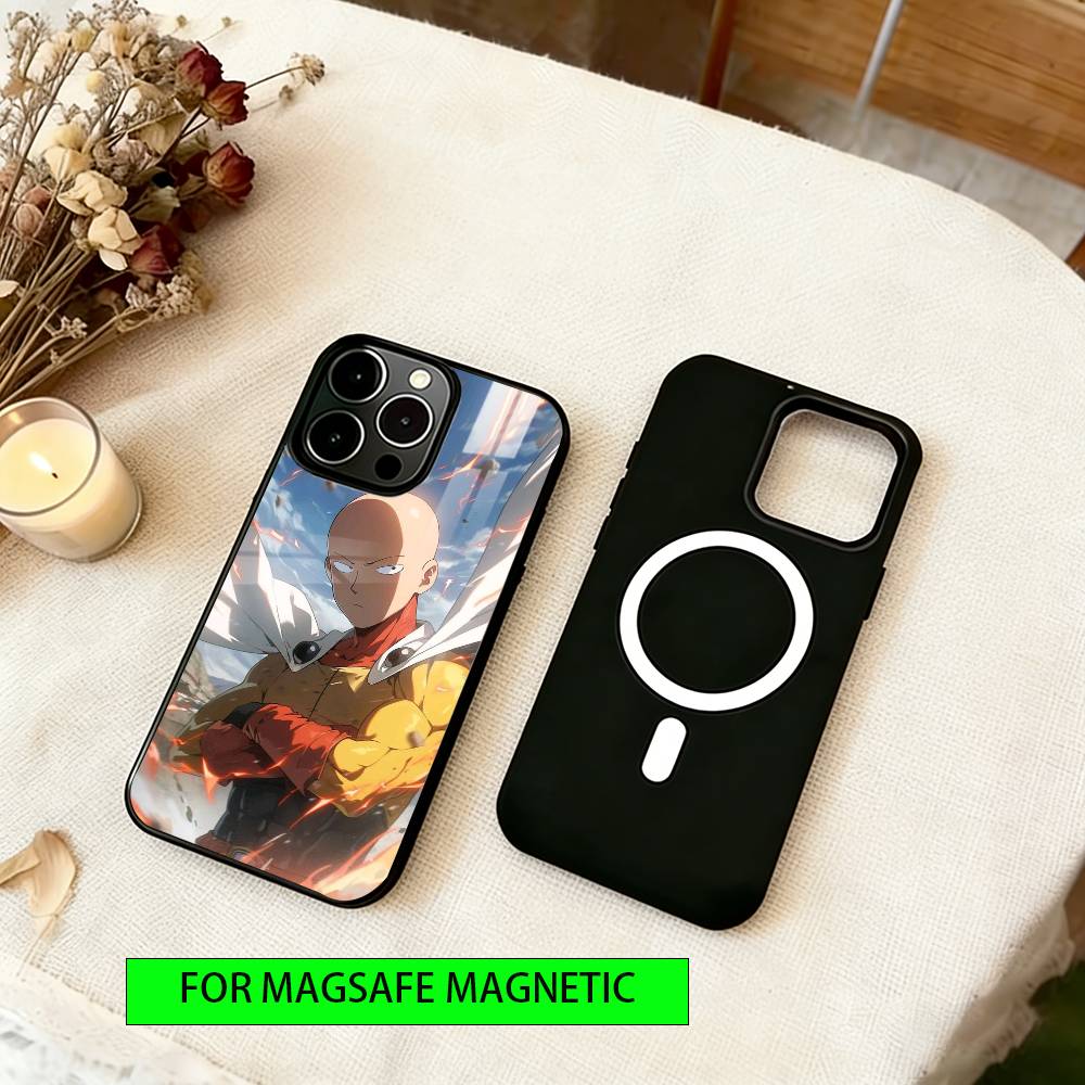 

One-Punch Man Phone Case Magnetic with Magsafe Wireless Charging For iPhone17,16,15,14,13,12,11 Plus,Pro iPhone14Plus