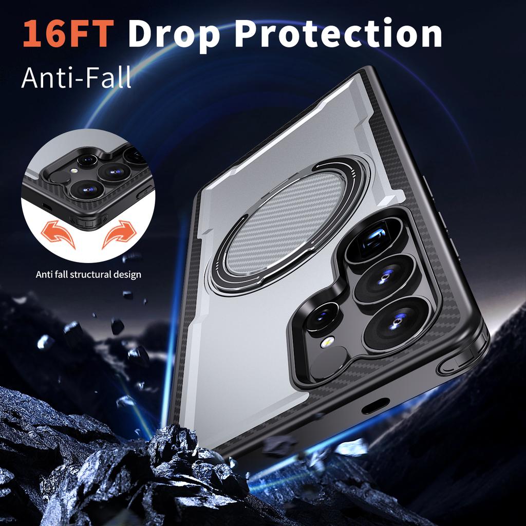 Armor Magnetic Case For Samsung Galaxy S25 Ultra Edge S24 FE S23 Plus S22 S21 Pressure Relief 360° Rotating Bracket Phone Cover