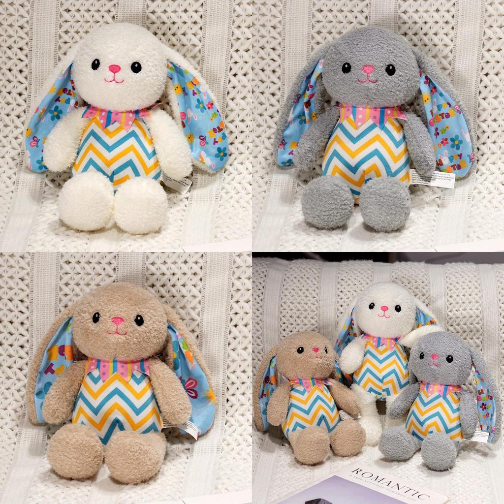 Adorable Easter Striped Bunny Plush Toy Soft Doll For Kids Ideal Gift For Girls