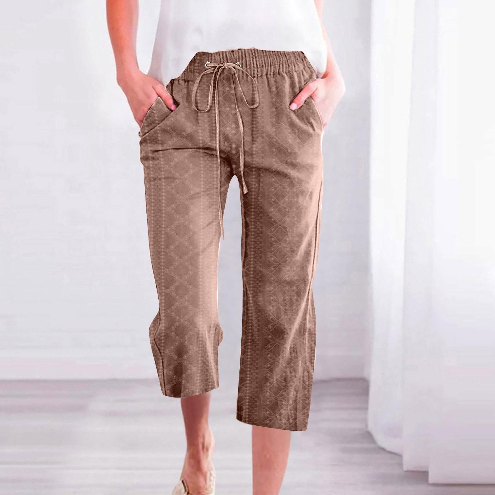 

Pants For Women Casual Summer Solid Color Loose Pants Capris L