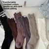 Calf Pile Socks for Women In Spring and Autumn, Brown Long and Medium Combed Cotton Long Socks for Women In Autumn and Winter
