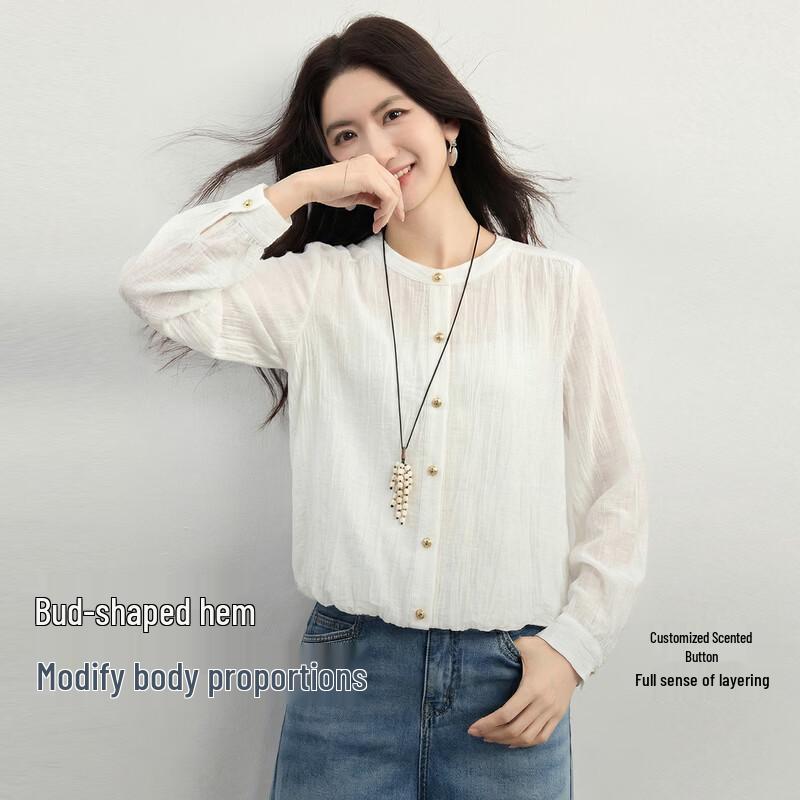 SLLSKY Lyocell Round Neck Blouse S