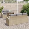 Ensemble de Canapés de Jardin 6 pièces avec Coussins Beige en Rattan Poly, Canapé de Jardin 2 places avec Rangement &amp; 3357293