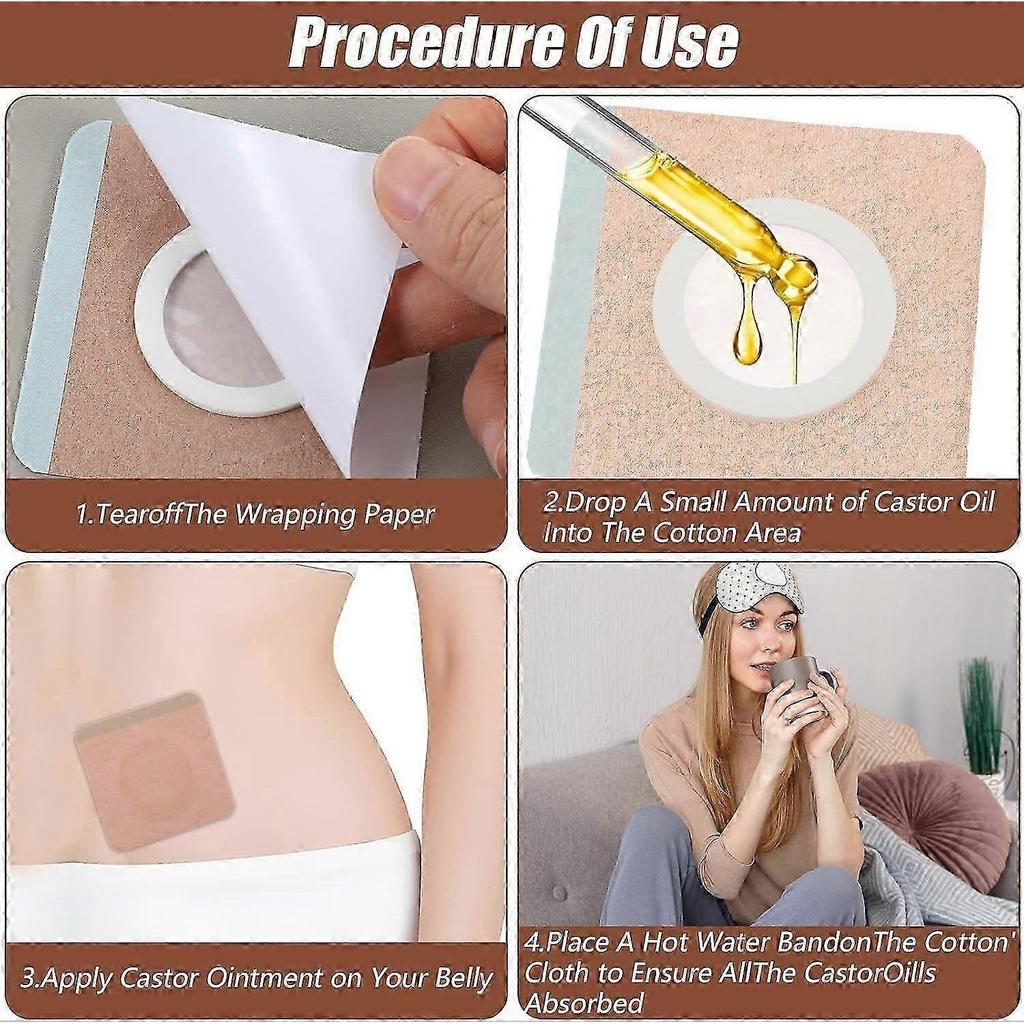 2025 Latest Model 50Pcs Castor Oil Patches, Castor Oil Pack Wrap, Disposable