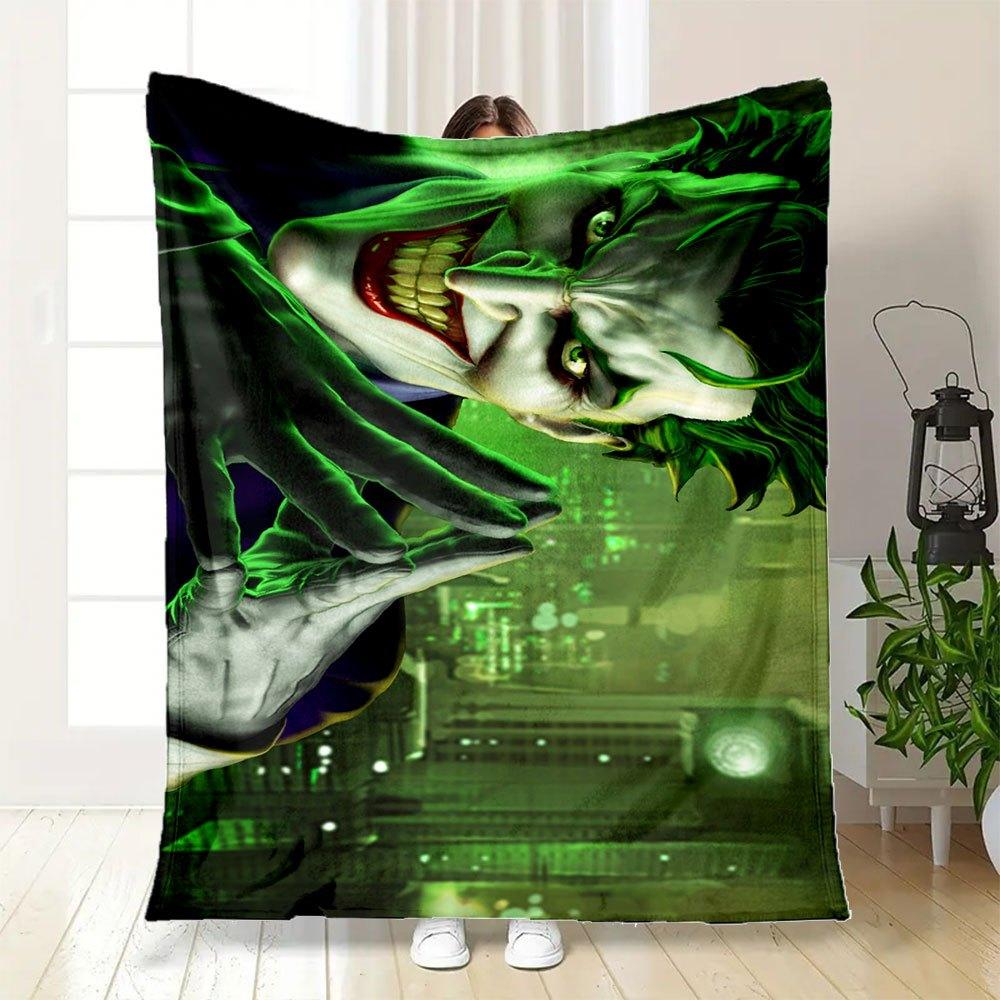 The Joker Art Print DC Comics Villain PosterBlanket Flannel Throw Blanket for Sofa, Bed, Travel, Camping, Office, Couch, Chair