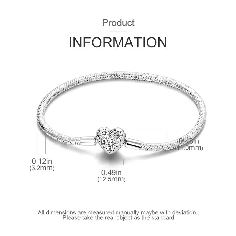 

Автентичний браслет із застібкою зі срібного ланцюжка зі змією S925 підходить для оригінальної європейської підвіски з бісеру своїми руками 20cm