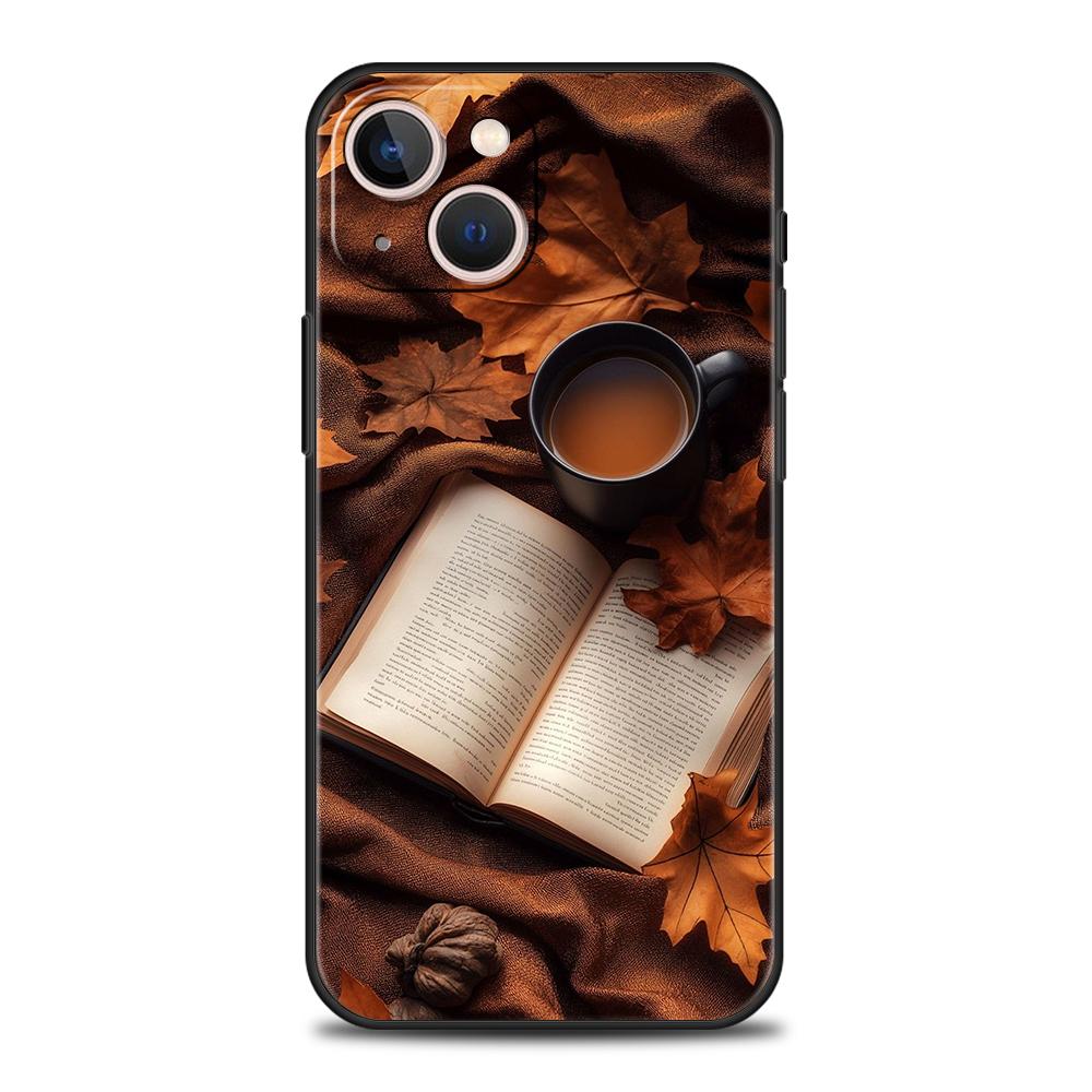 Phone Case Cover for iPhone 17 16 15 14 13 12 Pro Max 11 Pro Max 17AIR Plus Shockproof Soft TPU Bag Pumpkin Autumn Leaves Coffee