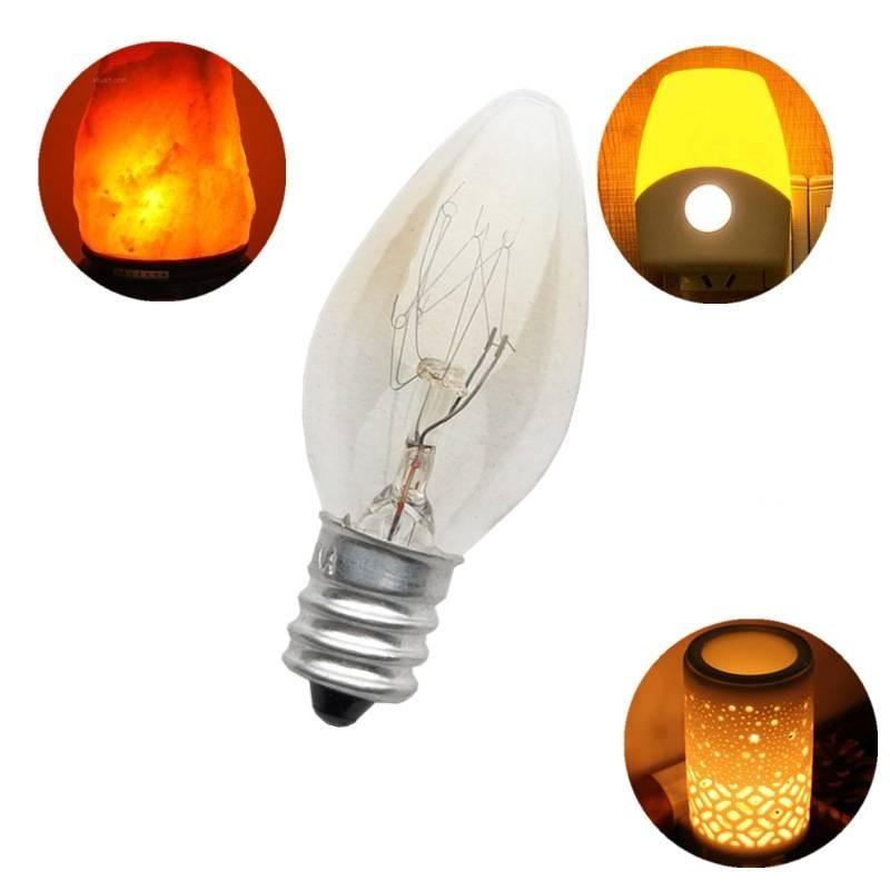 Lâmpada de Luz E14 Prata 220v 10w C7 Ponta Afiada Rosca Pequena Lâmpada de Sal Lâmpada de Aroma Luz Noturna Lâmpada Incandescente