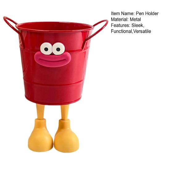Metal Bucket Pencil Holder Funny Desk Organizer for Office Home Large Capacity Stationery Storage Boxes for Pens Markers Rulers