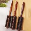 Boar Bristle Round Hair Brush Ergonomic Wooden Handle Men Women Hair Straightening Curling Volumizing Detangling Styling Comb