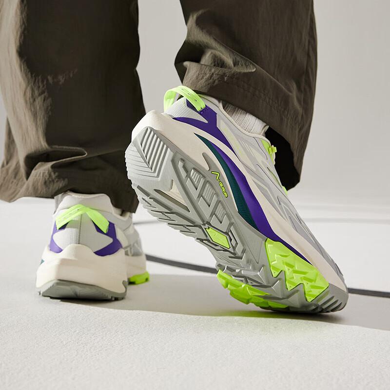 Anta Explore Mountain Comfortable Breathable Shock Absorbing Wear Resistant Low Top Hiking Shoes Women Hiking Shoes Gray Purple Green 122435502-3