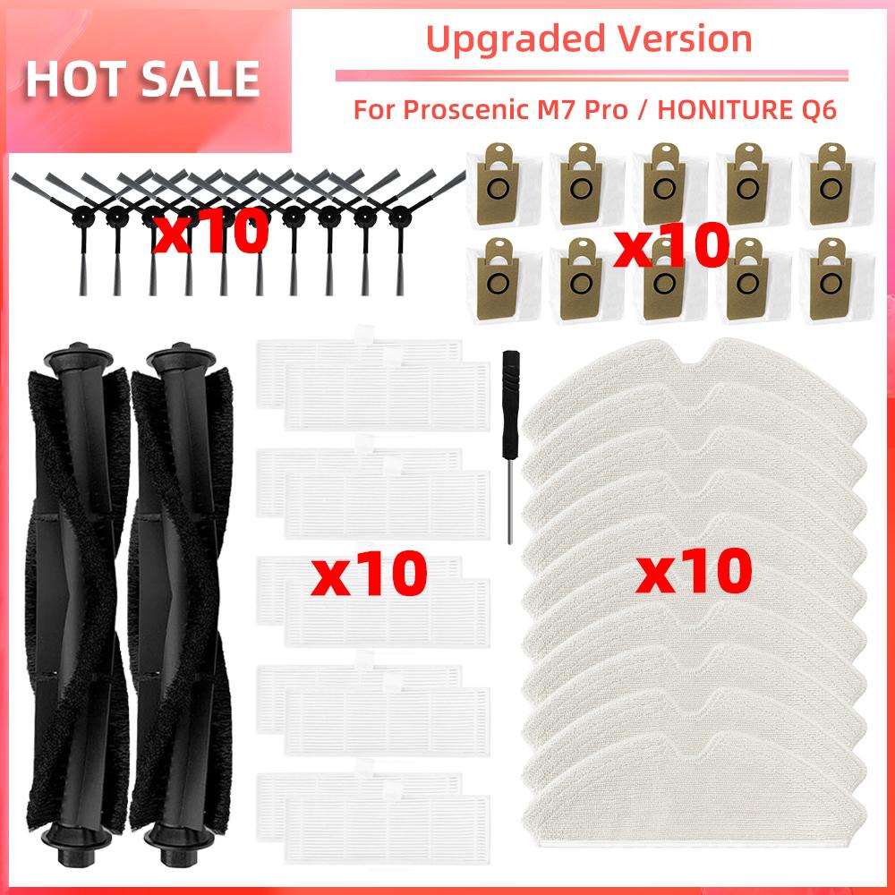 Pentru Proscenic M7 Pro / Kyvol Cybovac S31 / HONITURE Q6 / Uoni V980 Plus Piese de schimb pentru aspirator robot Perie laterală principală Mop cu filtru Hepa