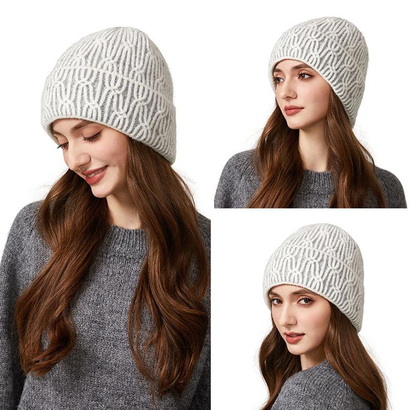Winter Women's Big Head Circumference Knitted Hat Elastic Cap