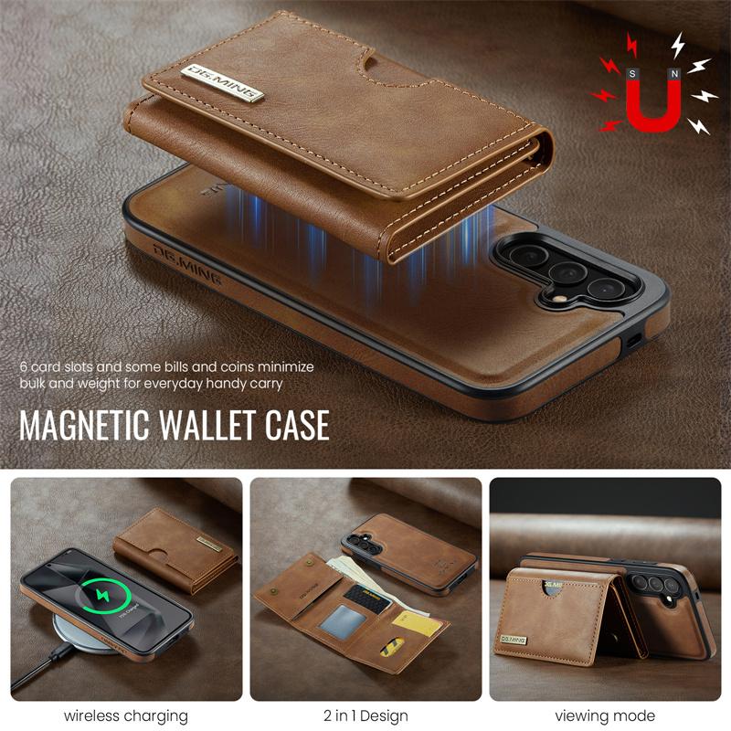 Magnetische 2-in-1 Abnehmbare Flip Leder Handyhülle für Samsung Galaxy S25 FE S25 Edge S24 Plus S23 S22 S21 Ultra Brieftasche Kartenfach Rückseite Abdeckung Coque