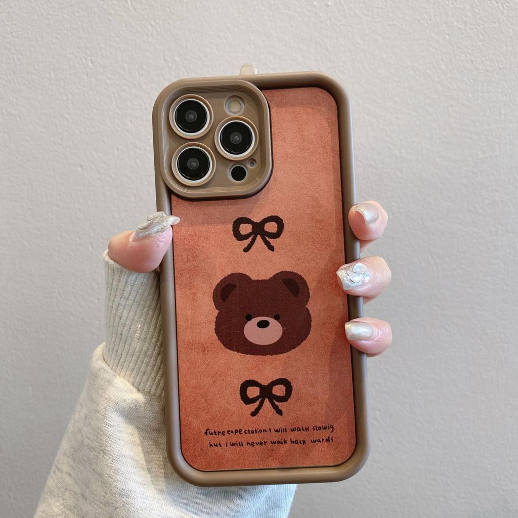 Niedliches Braun Hoch Bambus Geeignet für Apple 16PRO Cartoon Handyhülle Iphone15 Puppen Lanyard KT Katze Anti-Fall