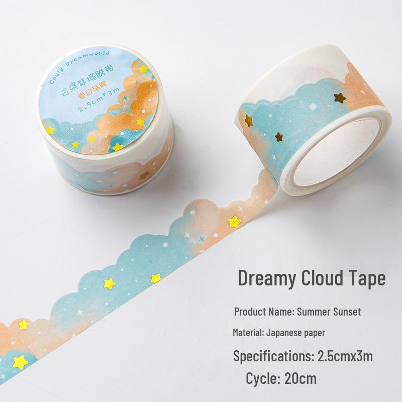 Cloud Dream Gold Foil Scenery Washi Tape - Decorative Journal Sticker Roll