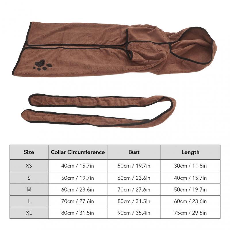 Dog Towel Bathrobe Strong Absorbent Soft Warm Pet Dog Drying Coat with Waistband for Cat L 