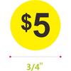 3840 PCs Garage Sale Flea Market Prepriced Pricing Stickers in Bright Colors (Yellow/Red/Green/Cyan), 3/4"in Diameter