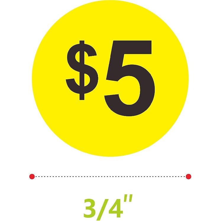 3840 PCs Garage Sale Flea Market Prepriced Pricing Stickers in Bright Colors (Yellow/Red/Green/Cyan), 3/4"in Diameter