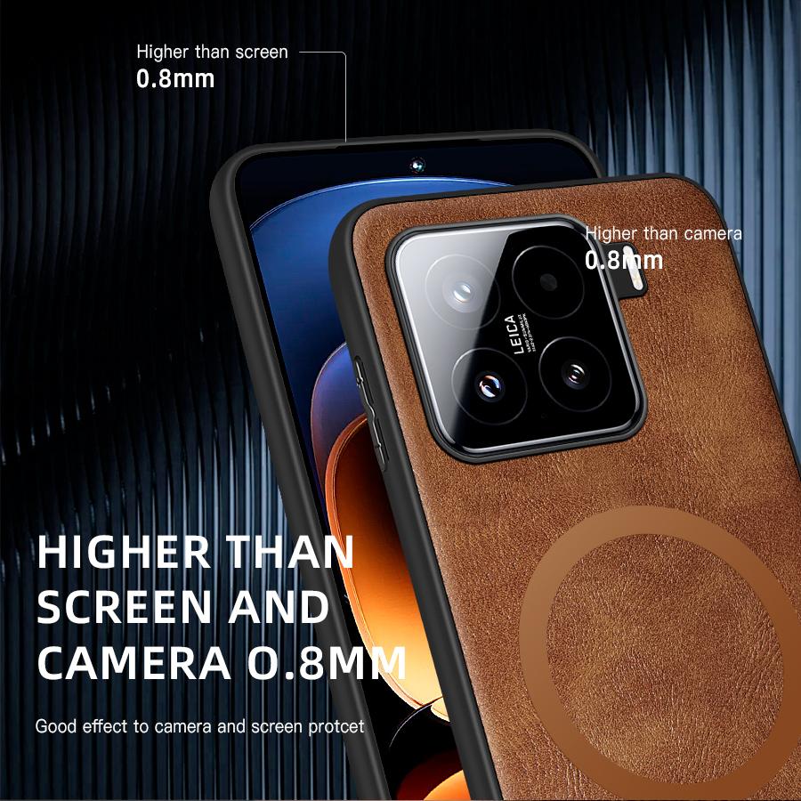 Luxury Leather Magnetic Phone Case For Xiaomi 14T 15 13T 12T 11T Pro 12S Ultra 13 Lite For Magsafe Wireless Charge Protect Cover