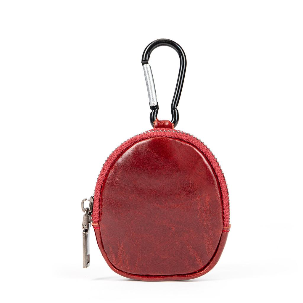 Retro Genuine Leather Simplicity Keys Coins Holder Zipper Pouches Bluetooth Earphone Storage Small Hanging Bags