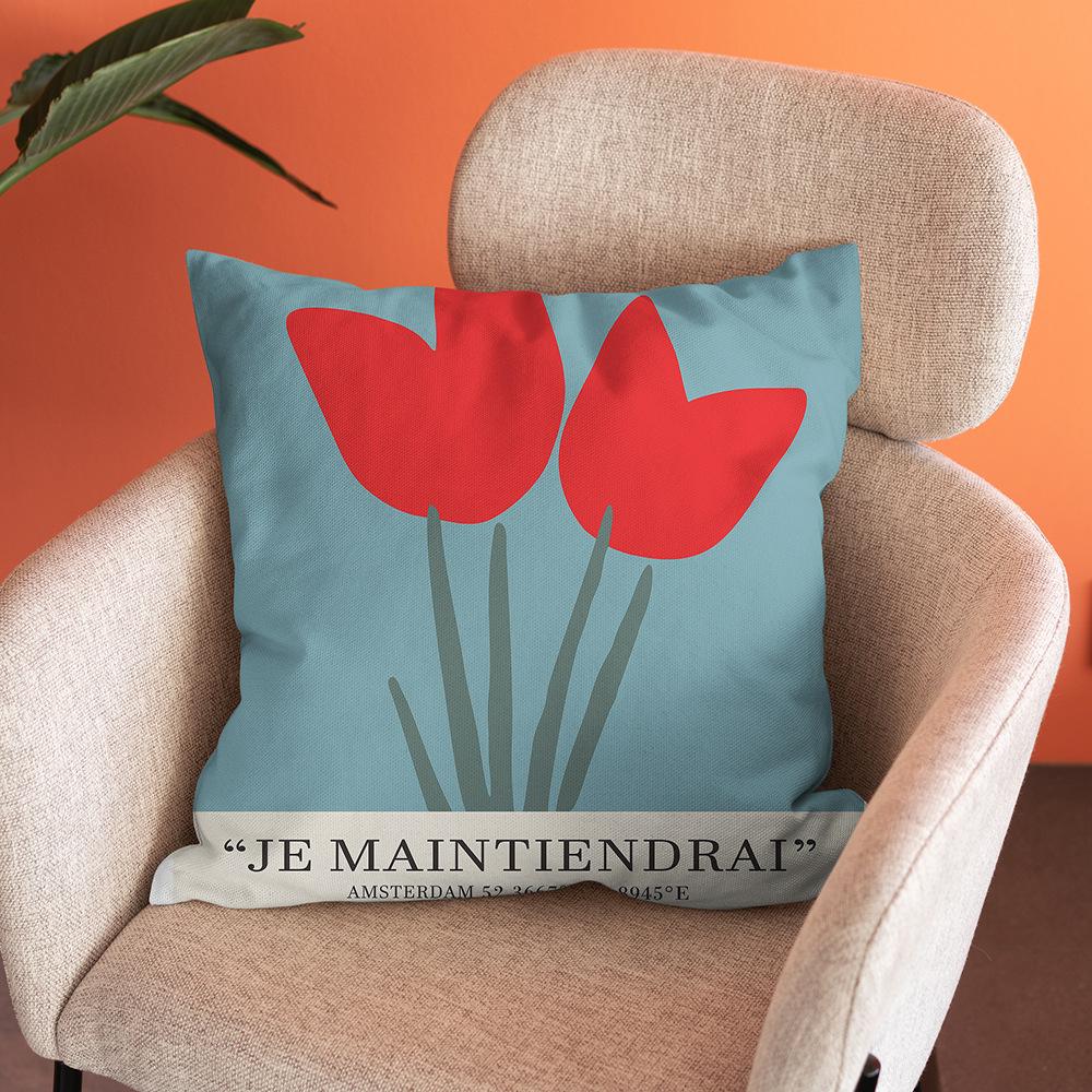 Nordic Abstract Art Flower Print Pillowcase Short Plush Pastoral Simple Home Sofa Cushion Car Cushion