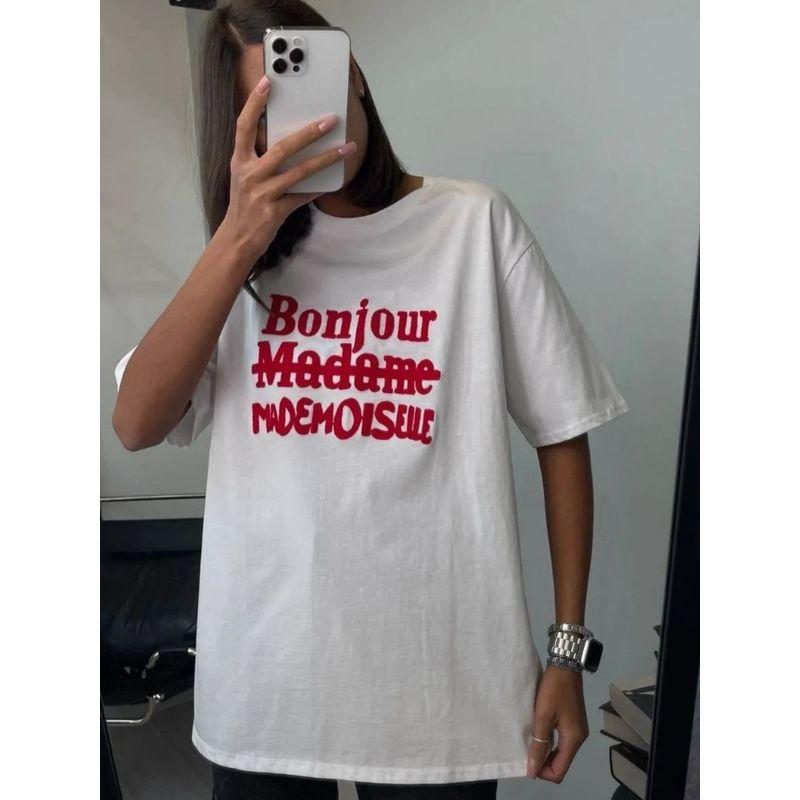 Western Style New Fashion Casual Loose Print round Neck Short sleeve T-shirt Top Printed T-shirt Top