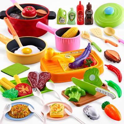 MIRAIMAX Children's Kitchen Set 47 Pieces Role Play Toy with Cooking Utensils Pot Frying Pan Sink for Boys and Girls Aged 3 and Up