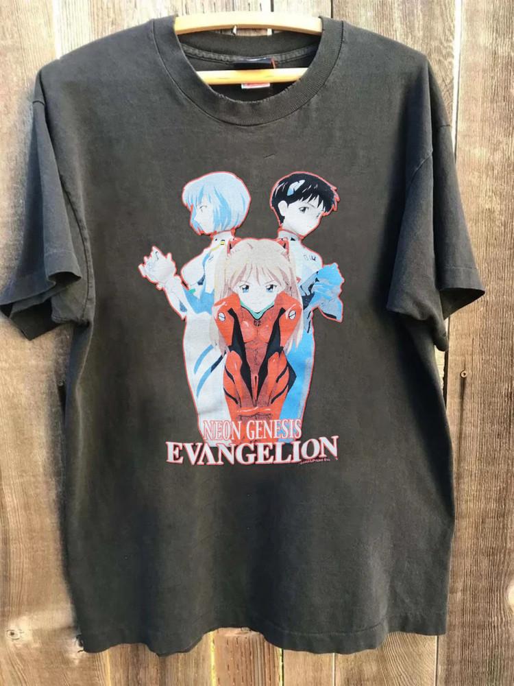 Футболка с коротким рукавом 90-х Neon Genesis Evangelion, угольный цвет, для фанатов, S5XL PA7831, унисекс S