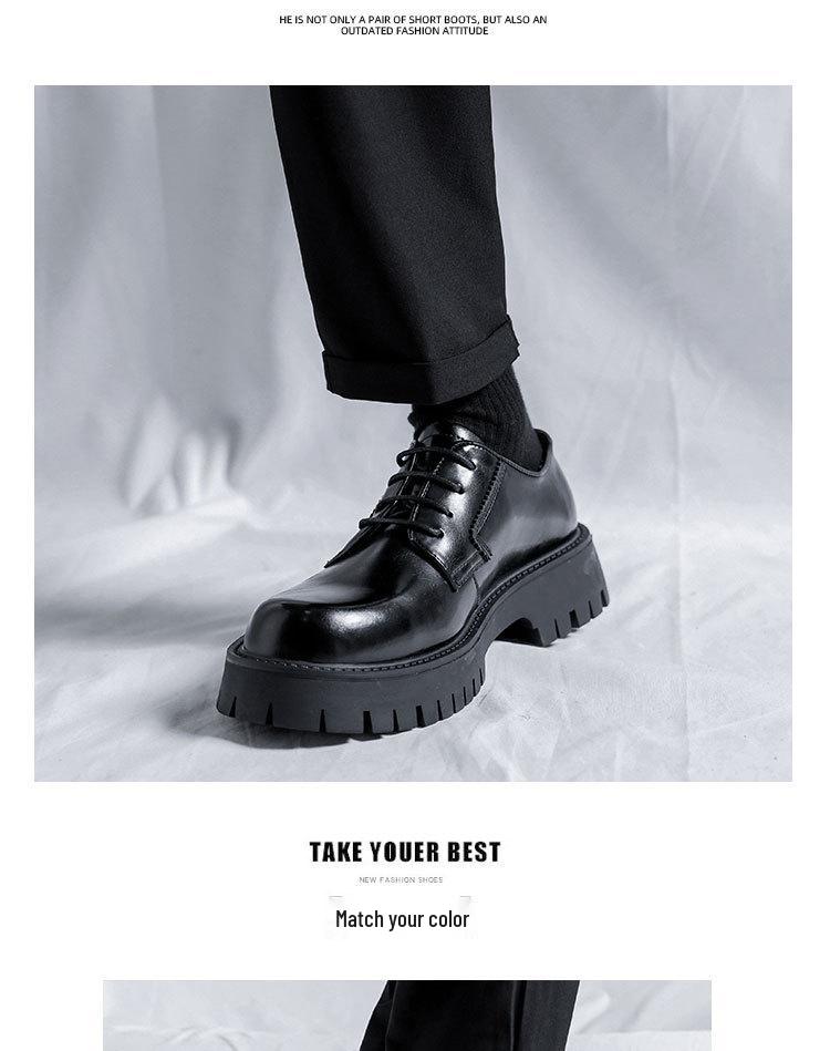 2025 Spring Youth Round Toe Low Heel Lace-up Casual Leather Work Shoes