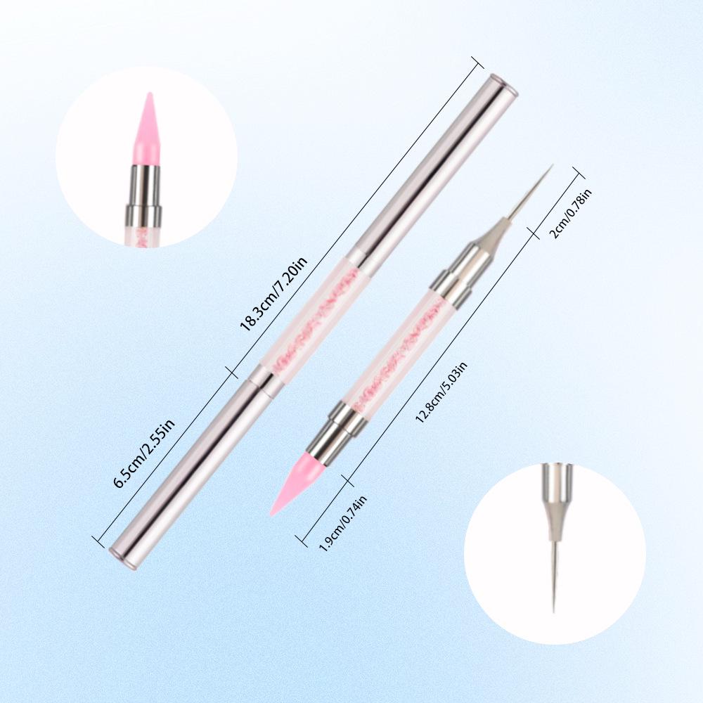 Double-Ended Rhinestone Picker Wax Pencil with Bright Silver Metal Rod and Copper Tube for Nail Art