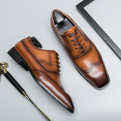 Fashion Men's Retro Business Casual Leather Shoes Cowhide Platform Pointed Toe Platform Shoes Men British Style Low Work Shoes Male