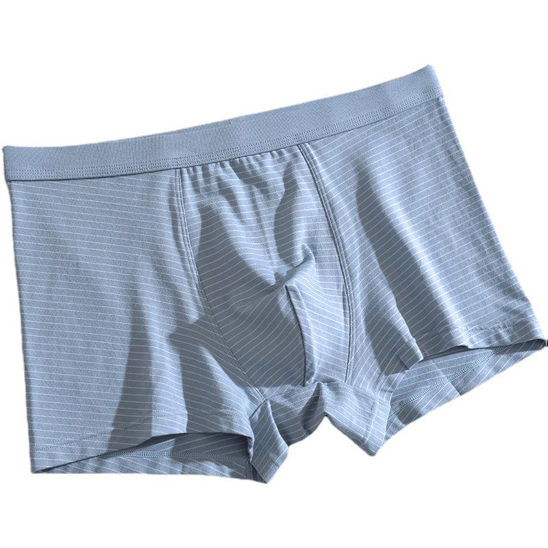 Men's Breathable Cotton & Modal Striped Boxer Briefs, Mid-Rise Fashion Style
