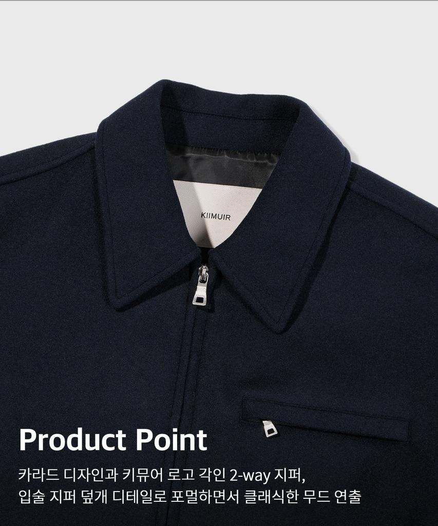Kiimuir Minimal Wool Collared Jacket_Navy
