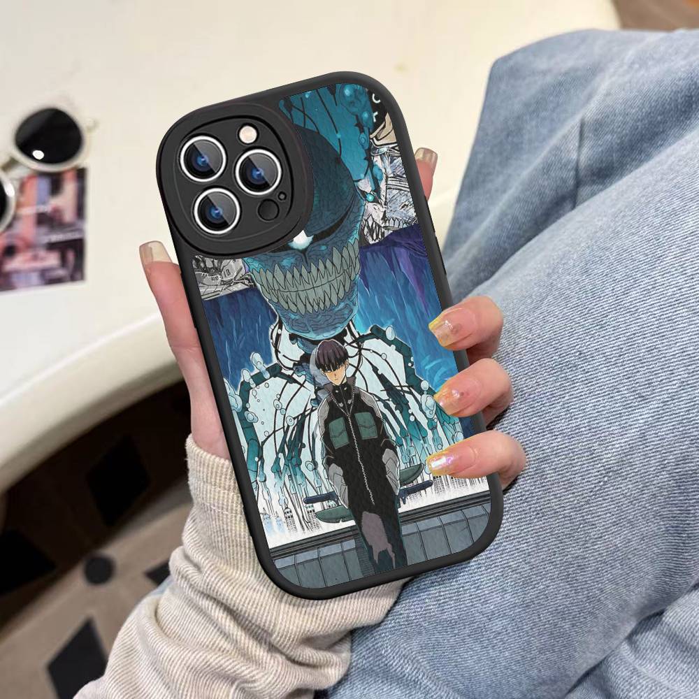 Classic Anime K-kaiju No8 Leather Phone Case For IPhone 16 15 14 13 12 11 Pro Max Plus Shockproof Cover