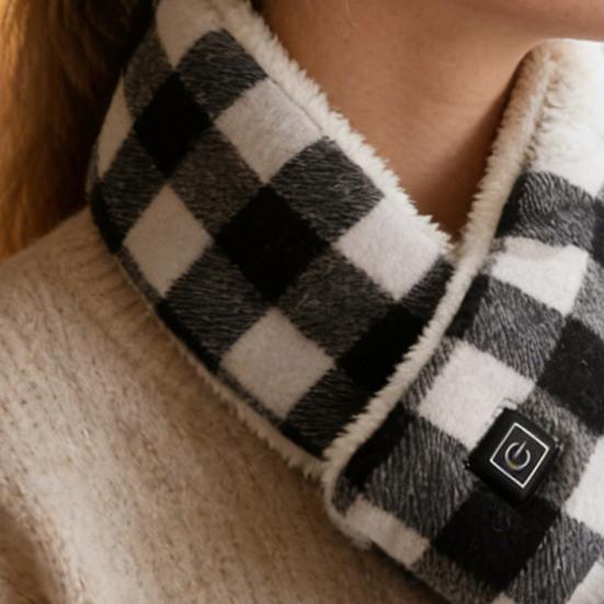 Heated Scarf with USB Power Supply Plaid Print Adjustable 3 Heat Settings Neck Heating Pad Portable Electric Heated Neck Warmer