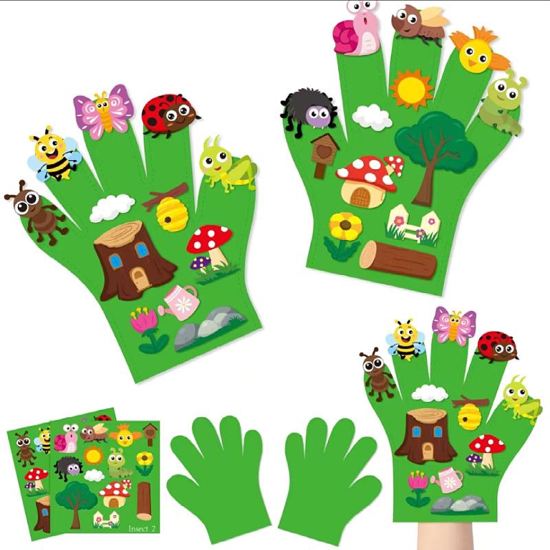 Children Hand Puppets Set Montessori Parish Toy DIY Animal Finger Puppets Storytelling Kindergarten Baby Interaction Social Tool