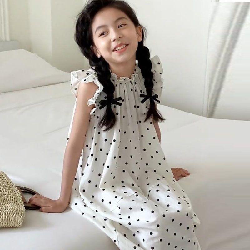 Girls Summer Polka Dot Princess Dress Cute Flutter Sleeve Party Gown For Kids