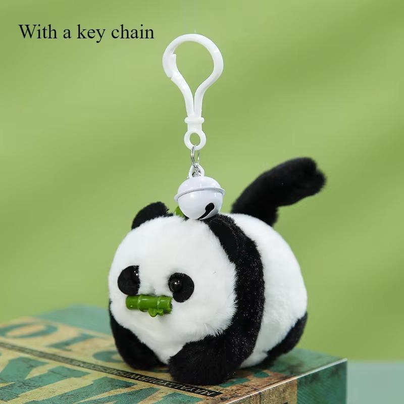 Windup Toy 1PCS Wagging Tail Panda Doll, Pull The String Will Move The Plush Doll Creative Key Pendant Children's Toy