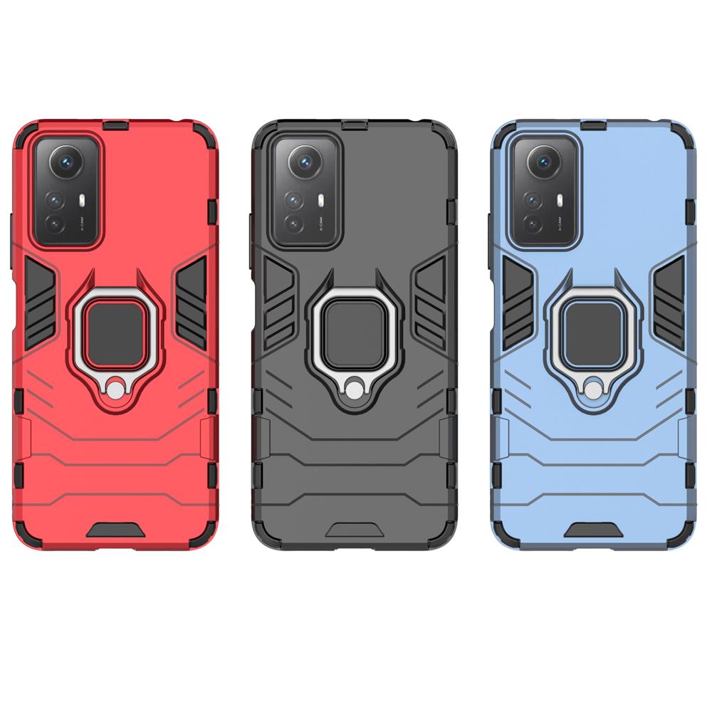 KEYSION Shockproof Armor Case for Redmi Note 12S 12 Pro 4G Silicone+PC Ring Stand Phone Cover for Xiaomi Redmi Note 12 Pro+ 5G
