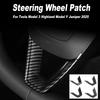 Parche para Volante para Tesla Model 3 3+ ABS Fibra de Carbono Adhesivo Decorativo Carcasa Modificada Nuevo Modelo Y Lanzamiento 2025 Accesorios