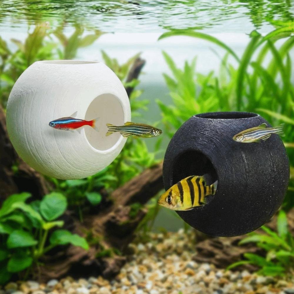 Suction Cup Fixed Fish Shrimp Hiding Cave Spherical Fish Tunnel Toy  Fish Shrimp Reptiles