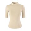 T-shirt à manches moyennes et col semi-montant pour femme, été, nouveau style Spice Girl américain, couleur unie, basique, coupe ajustée, top à superposer