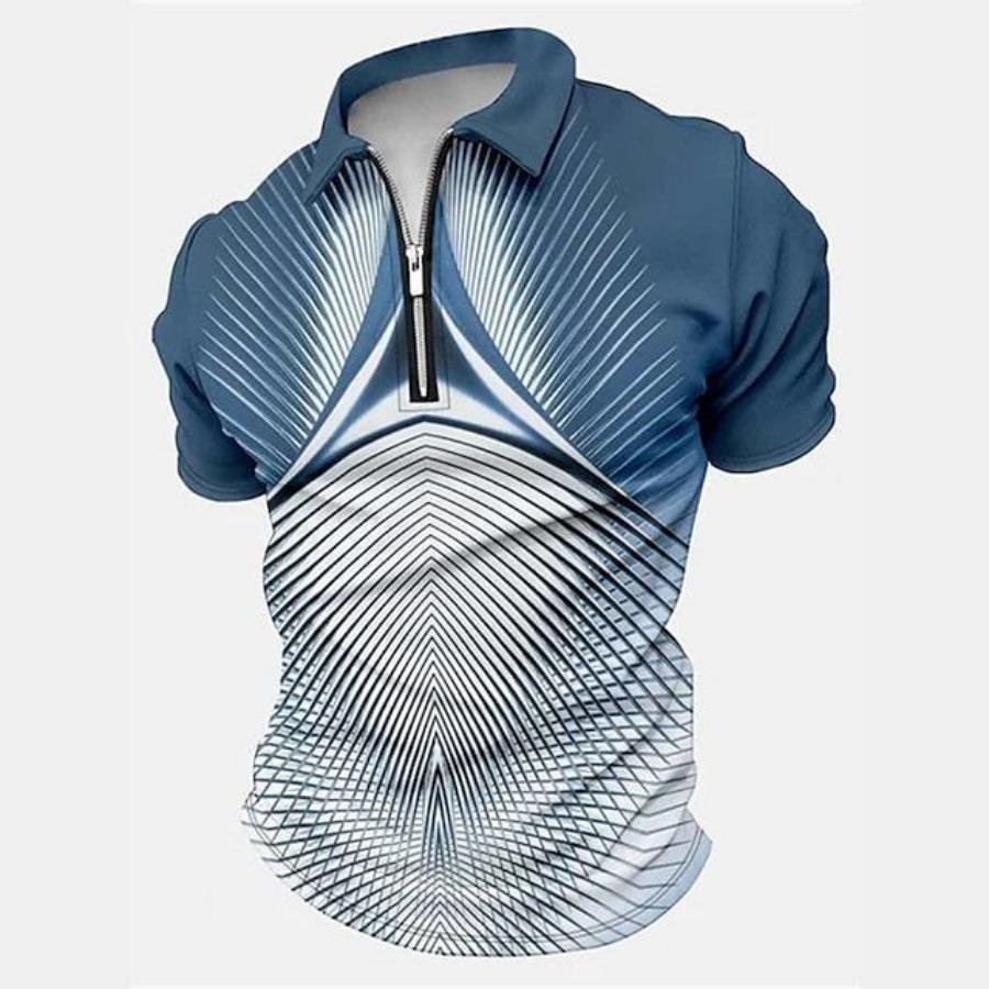 Casual 3d Print Zipper Polo Shirts Mens Sportwear T Shirt Animal Pattern Short Sleeve Summer Polos Top Men